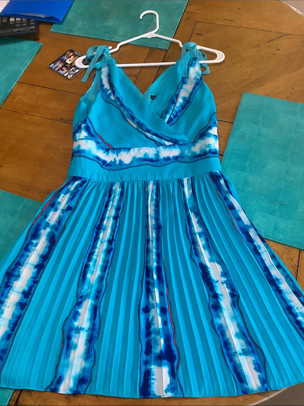 White House Black Market Turquoise & Blue Tie-Dye Midi Dress